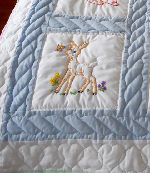 Baby Animals Amish Infant Quilt Detail