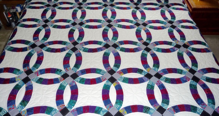 Calico Double Wedding Ring Amish Quilt