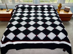 Black and White Courthouse Steps Amish Quilt