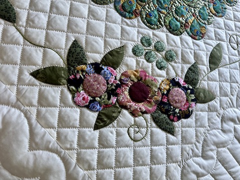 Country Peacocks Amish applique quilt