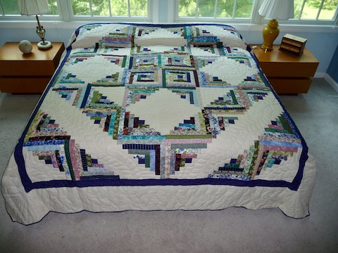 Hand quilted Log Cabin Amish Quilt