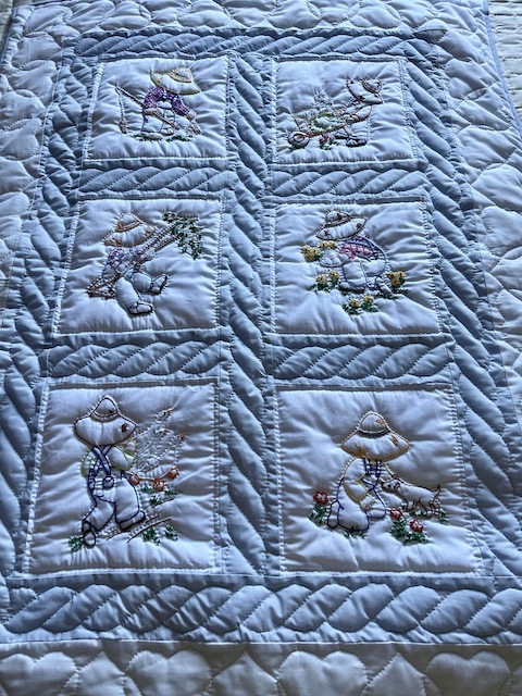 Overall Sam Amish baby quilt for sale