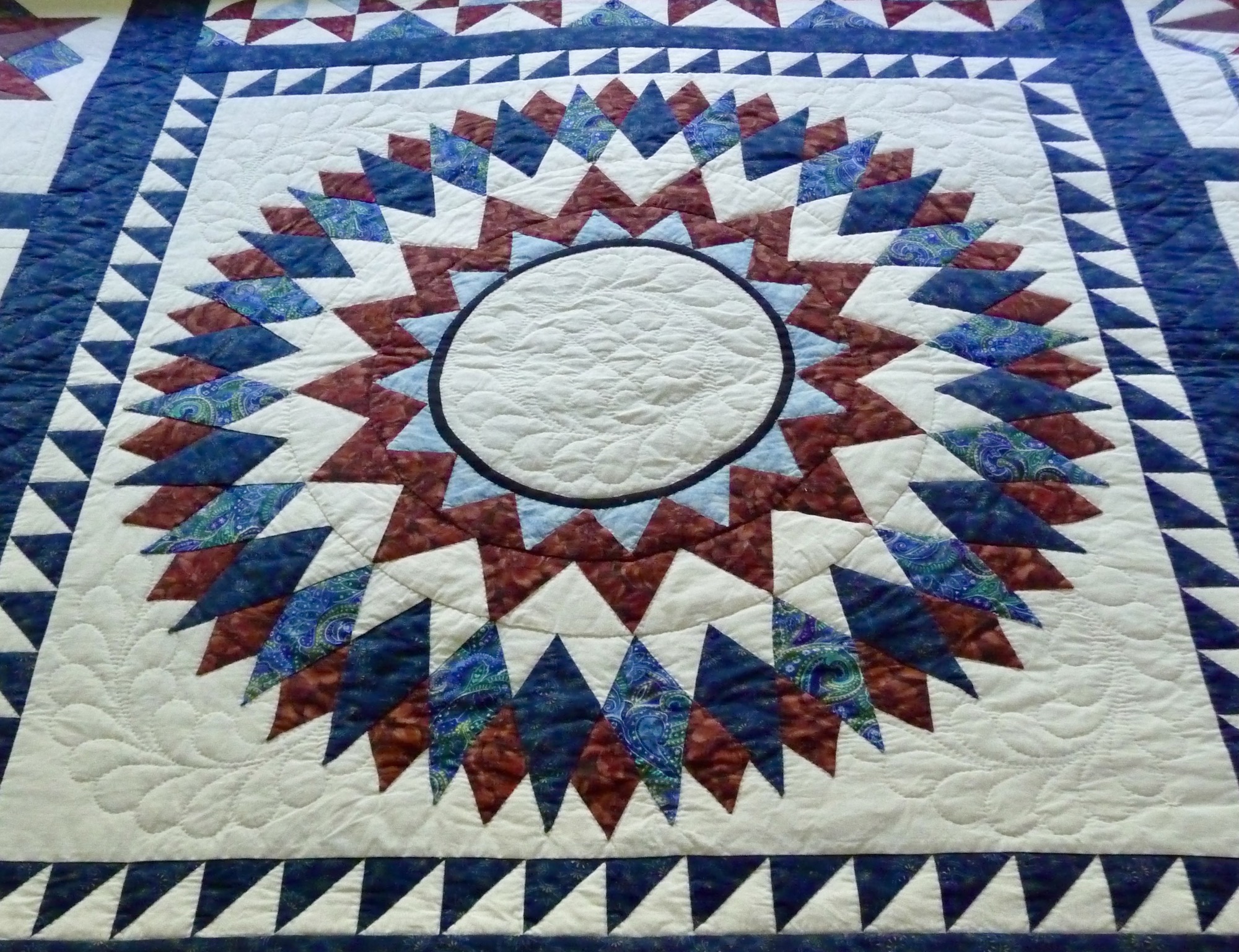 Handmade Medallions Amish Quilt for sale