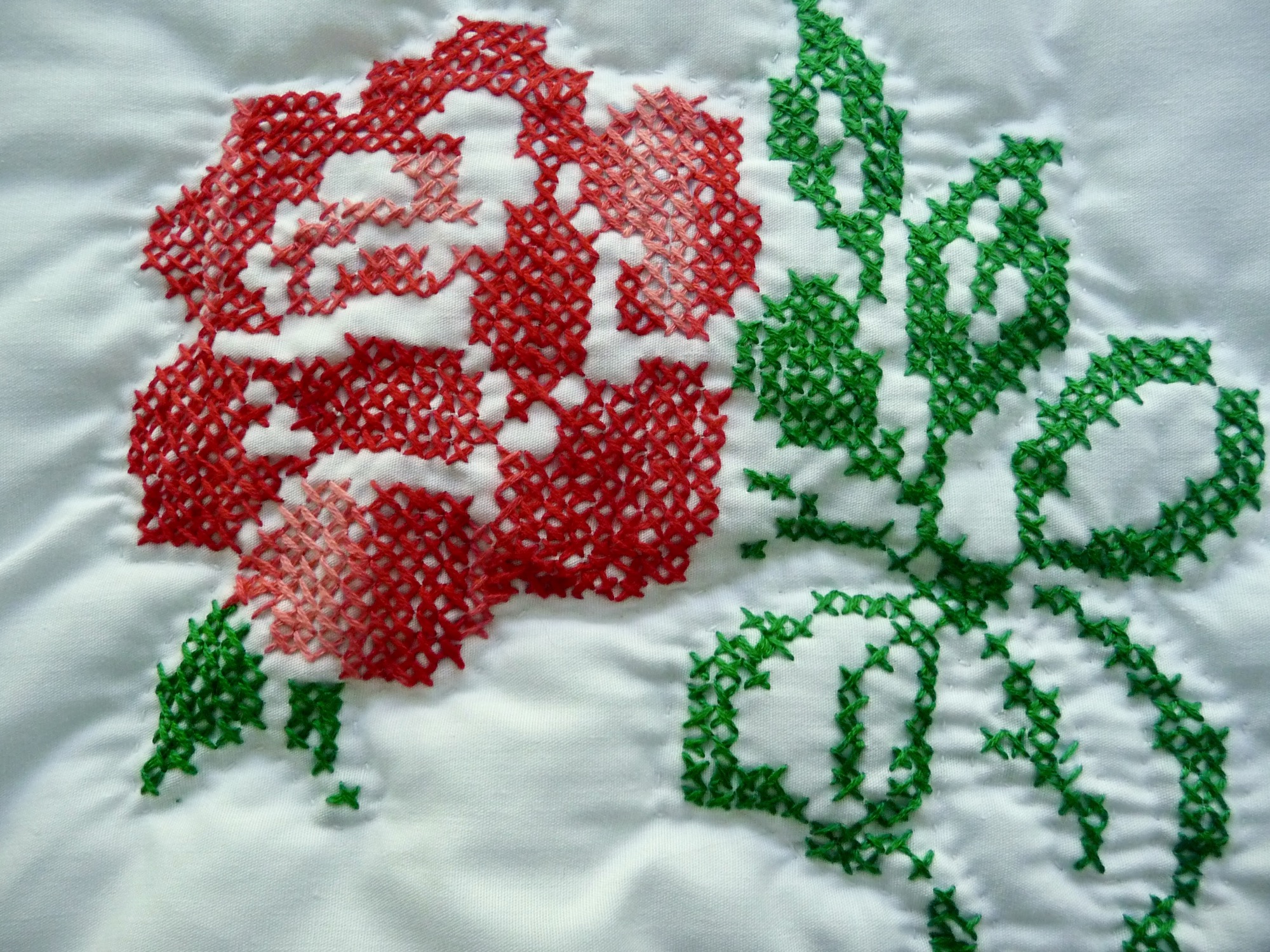 Cross Stitch Embroidered Amish Quilt