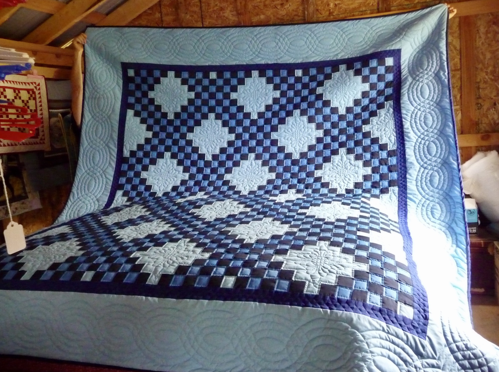 Handmade Triple Irish Chain Amish Quilt for Sale