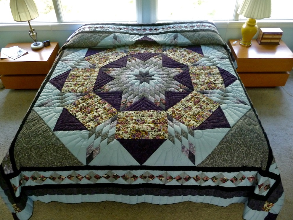 Handmade Mardi Gras Star Amish quilt for sale