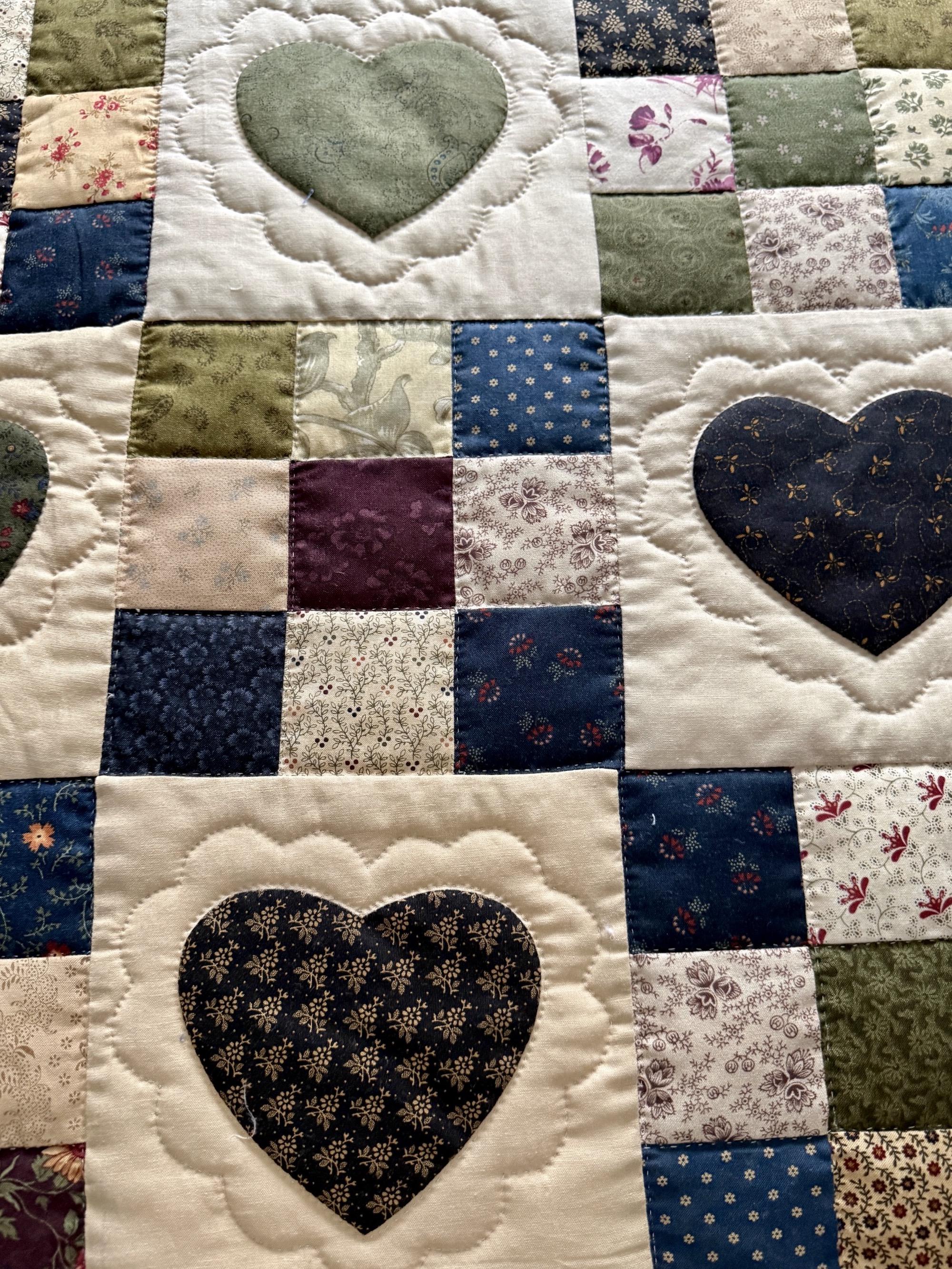 Handmade Amish quilt for Sale 9 Patch with Hearts