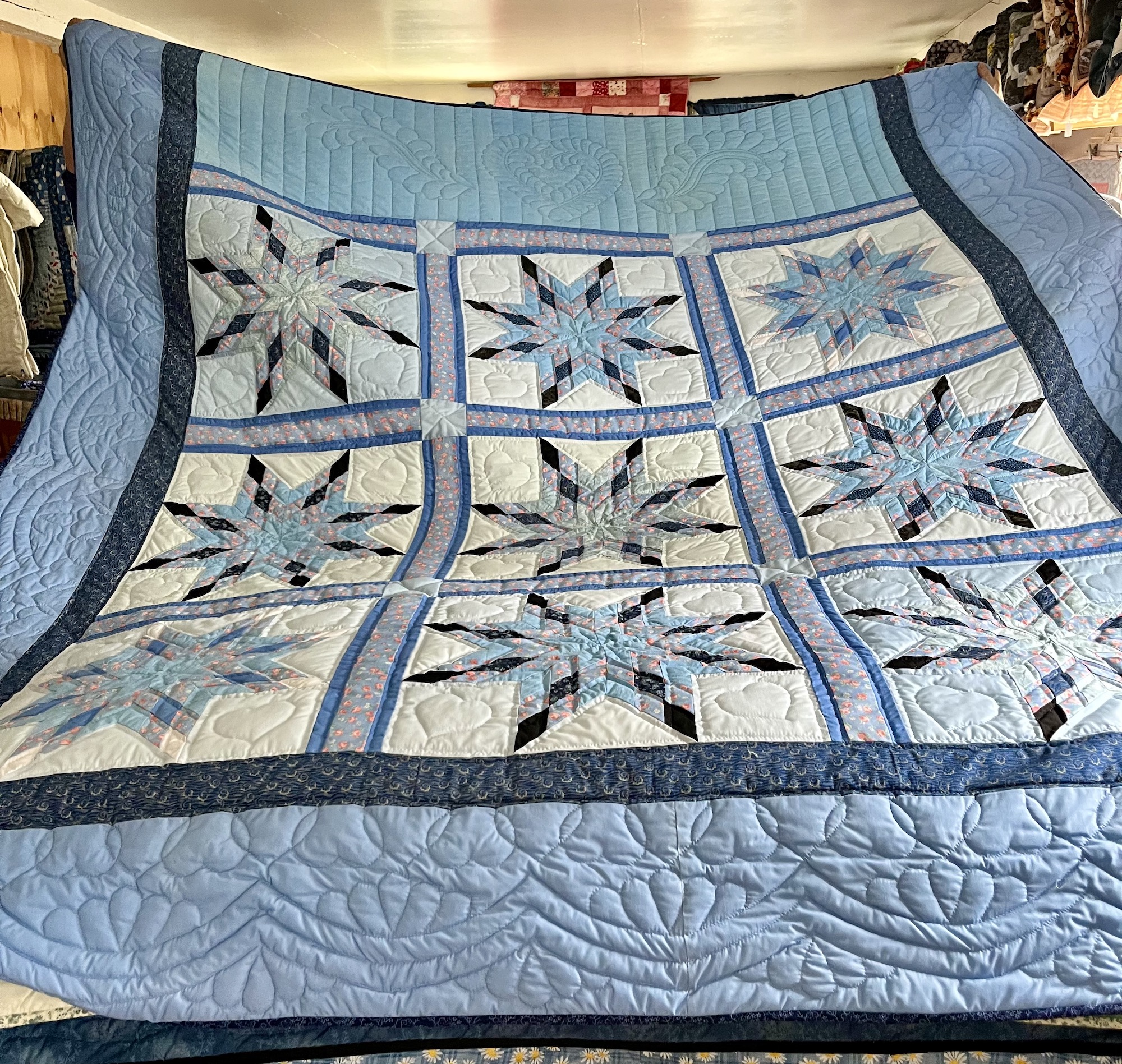 Mini Texas Star Amish Quilt for sale