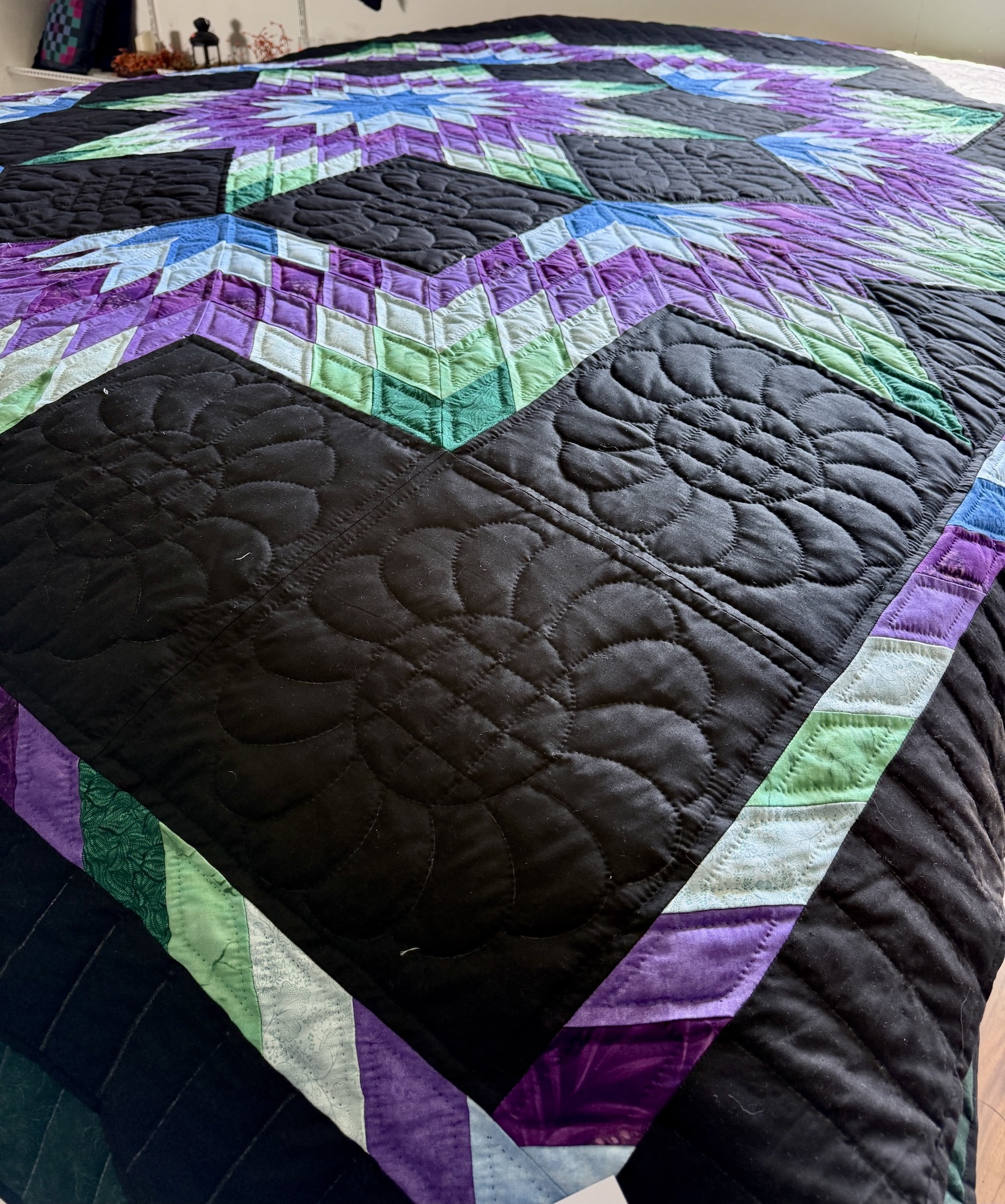 Handmade Broken Star Amish quilt