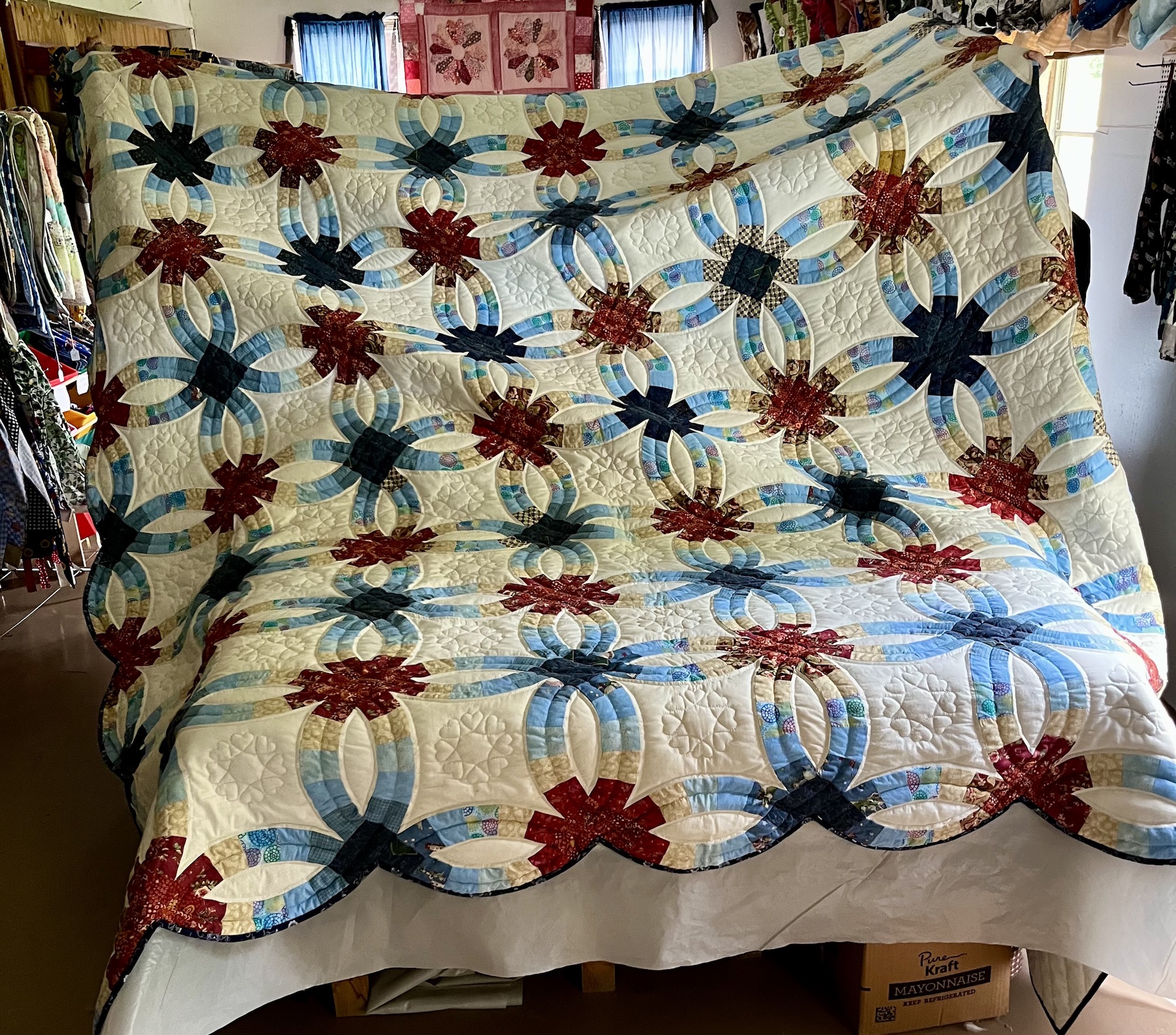 Double Wedding Ring Amish Quilt for sale