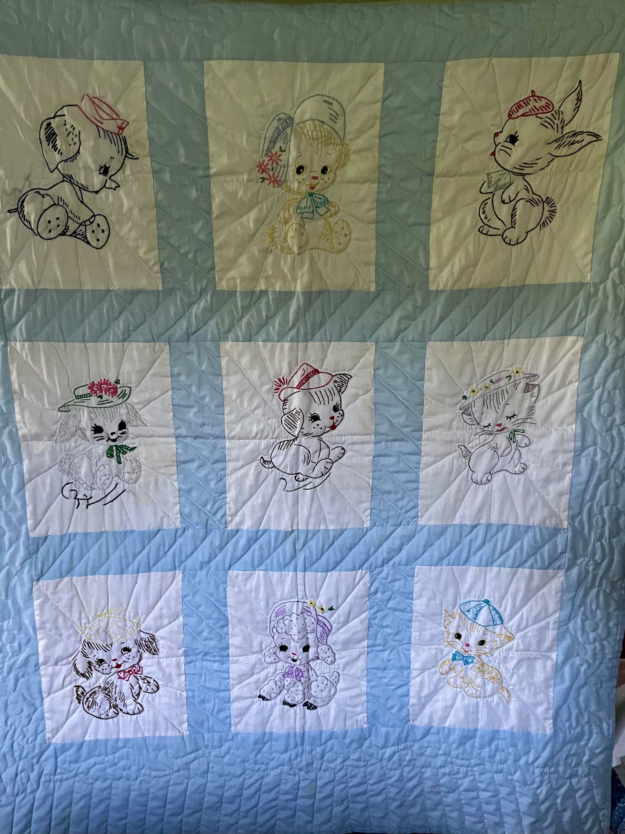 Baby Animals Amish baby quilt for sale