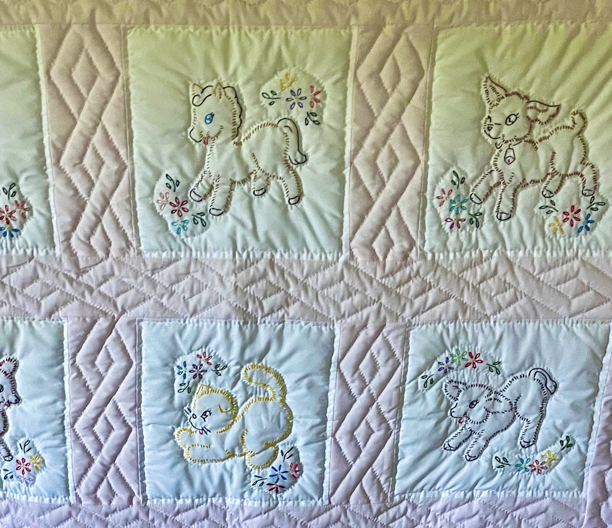 Embroidered Baby Animals Amish quilt