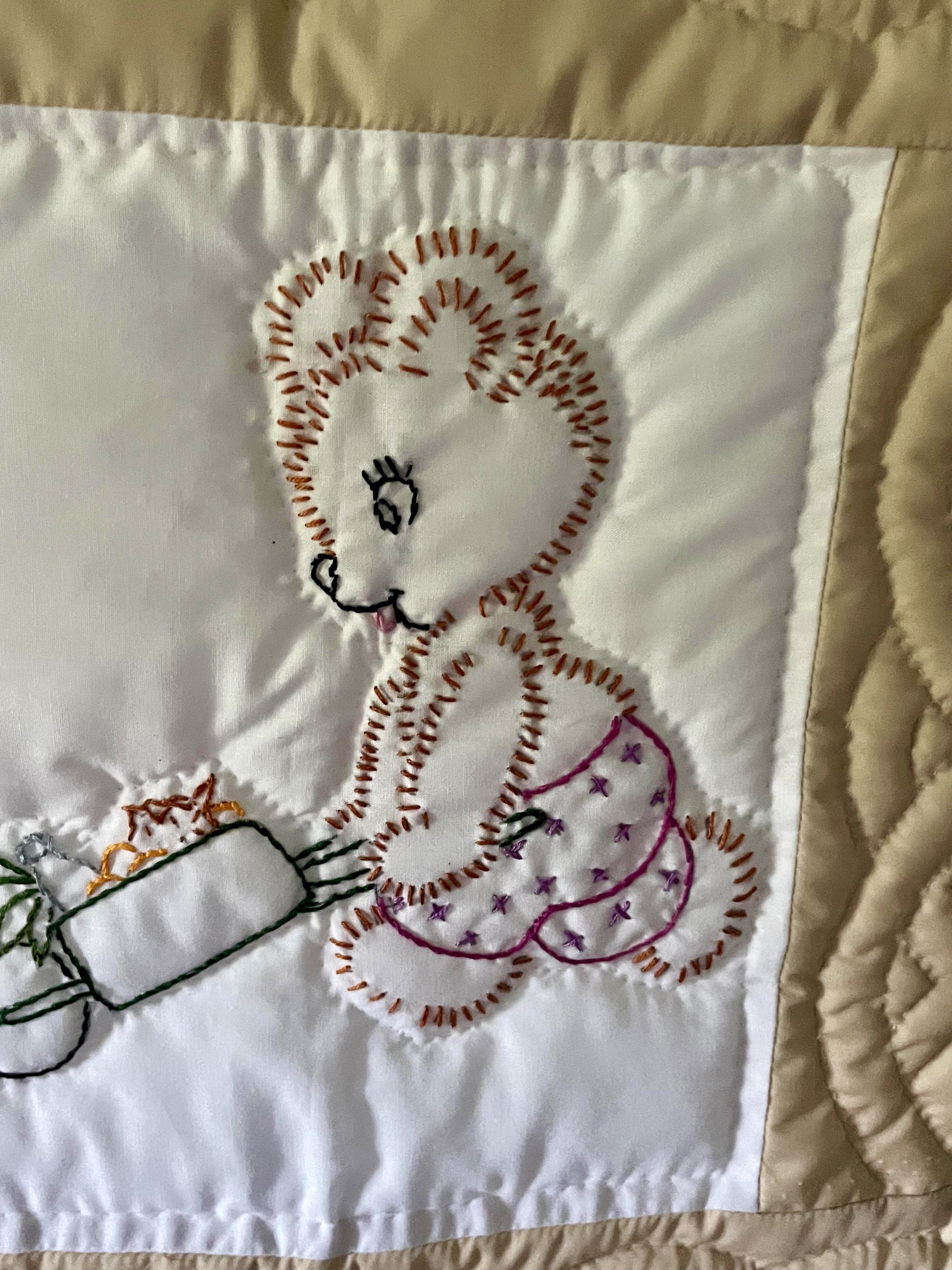 Embroidered Amish Baby Quilt for sale