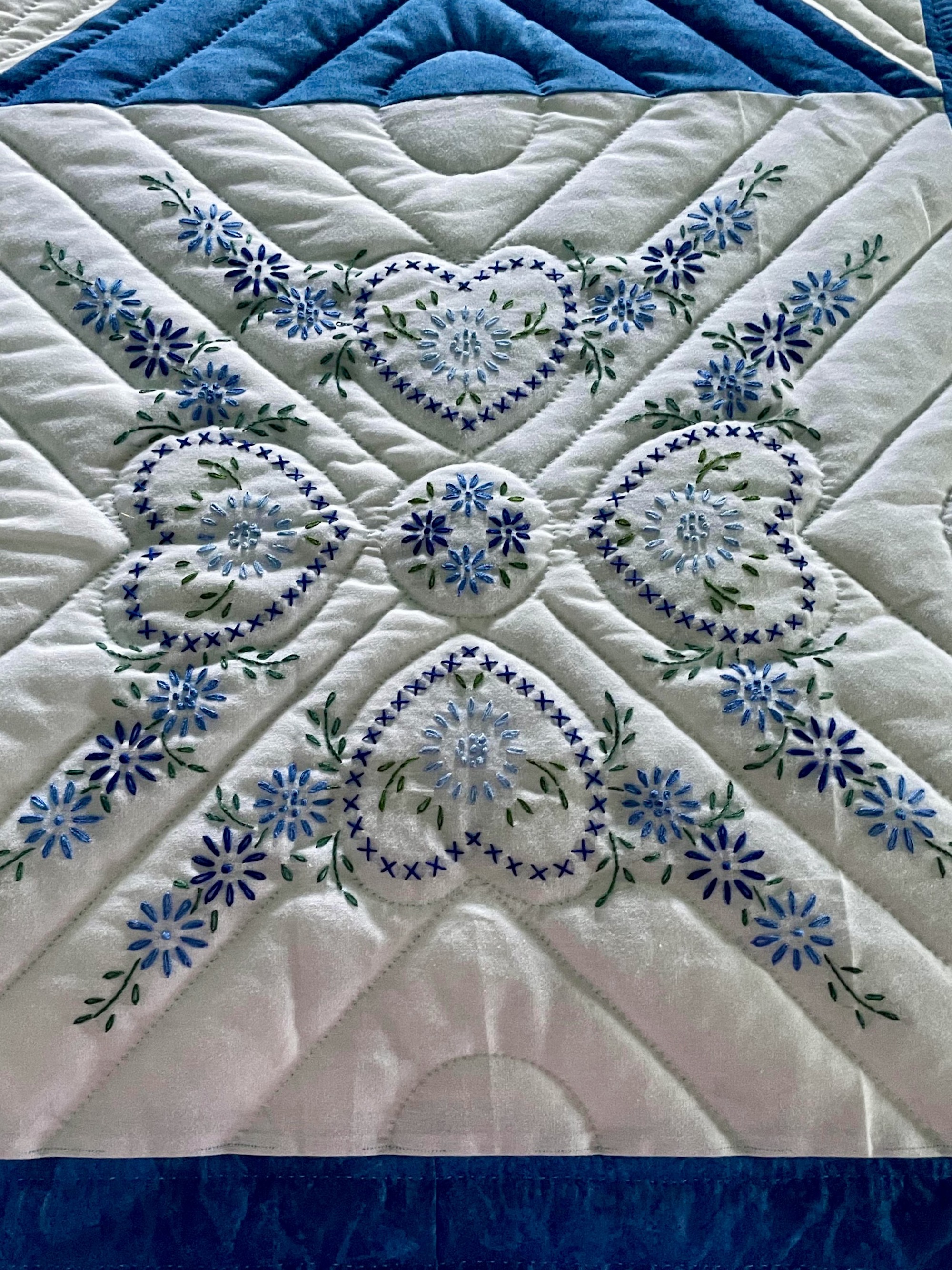 Hand Embroidered Amish Quilt For sale
