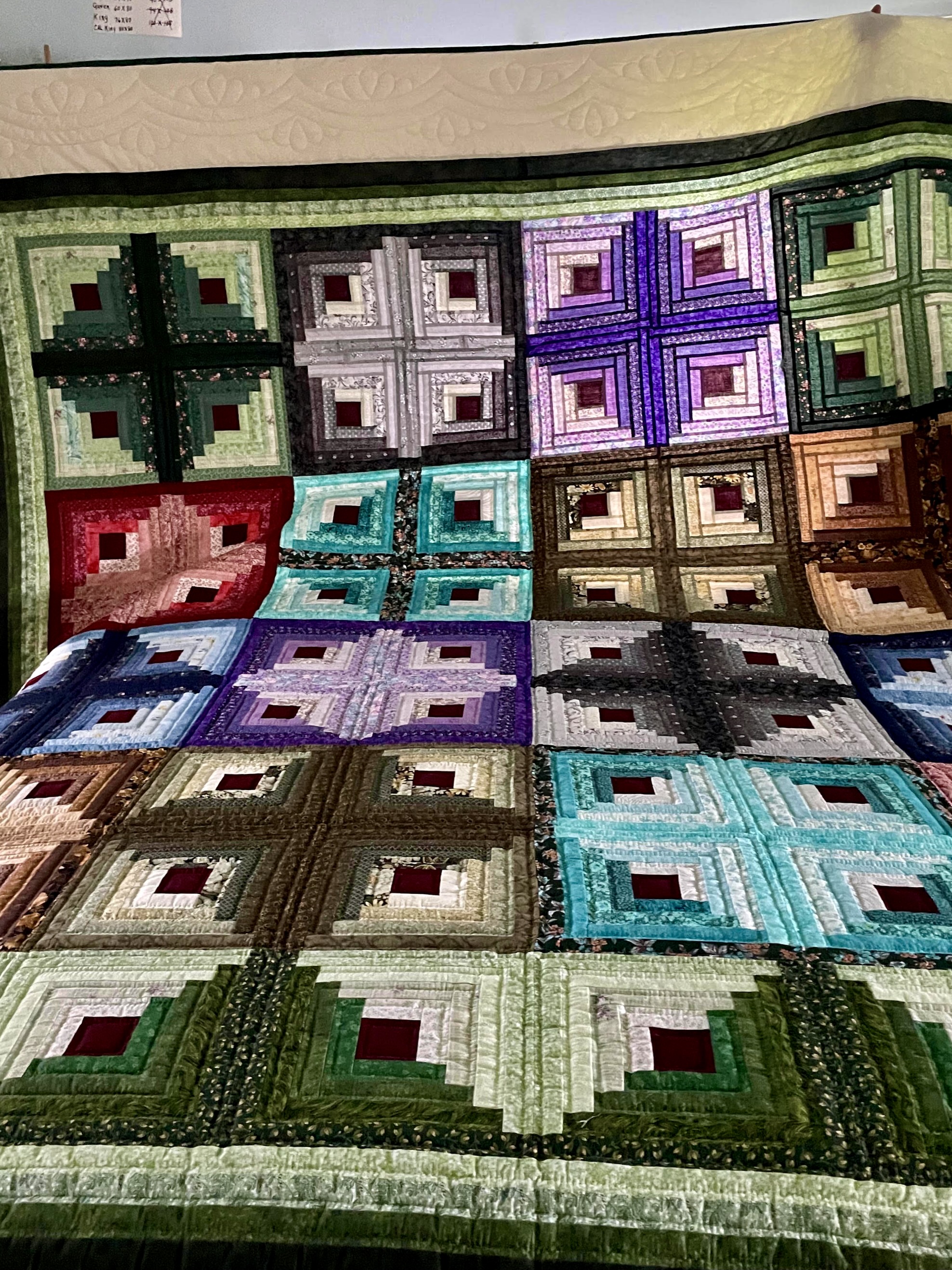 Log Cabin Barn Raising Amish quilts for sale