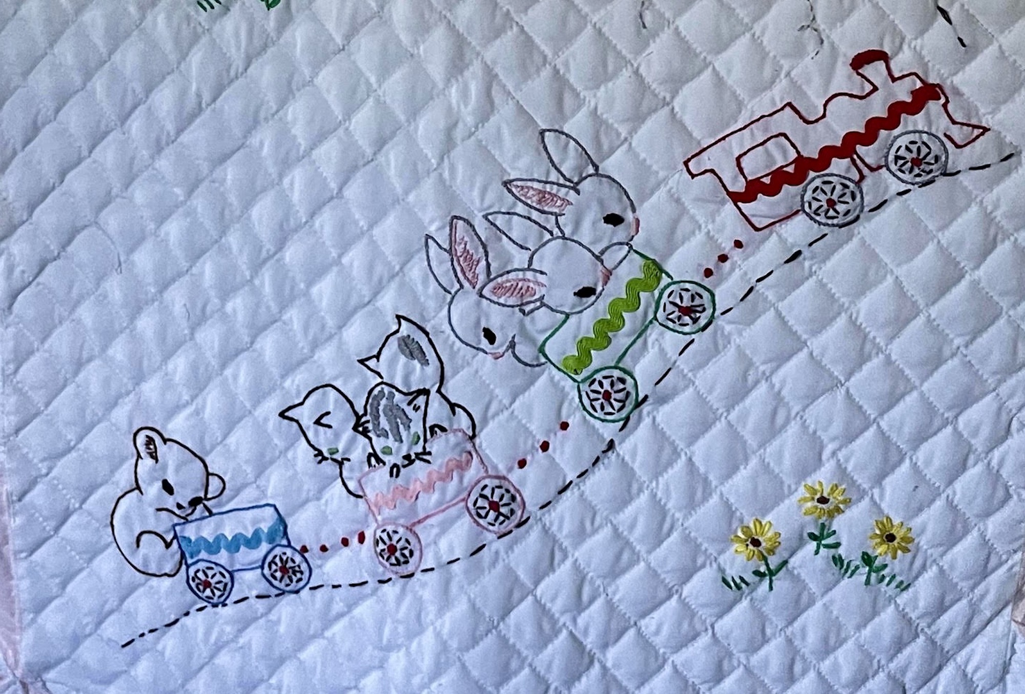 Amish Embroidered Baby Quilt